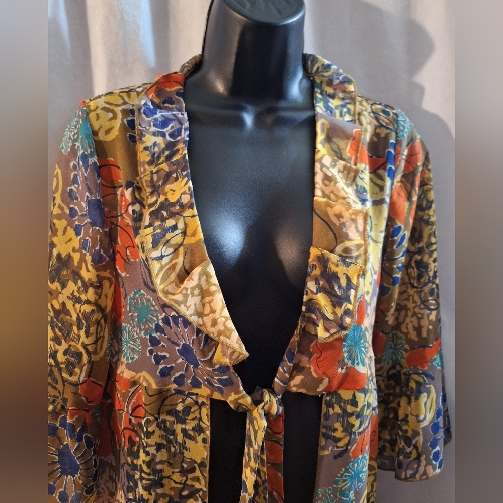 CAbi Multicolor Floral Blouse